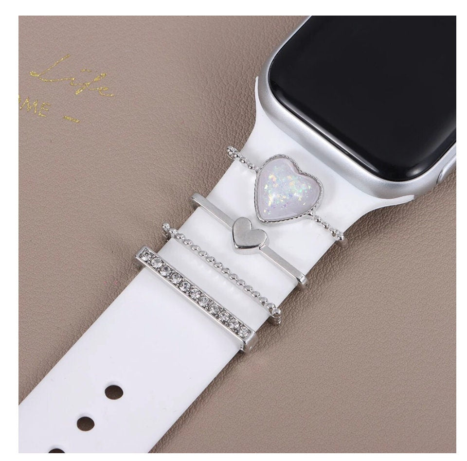 Heart Stackable Watchband Charms, Watch Bars, Watch Band Accessories, Apple Watch Bars, Unique Gift, Gift for Mom, Watch Jewelry