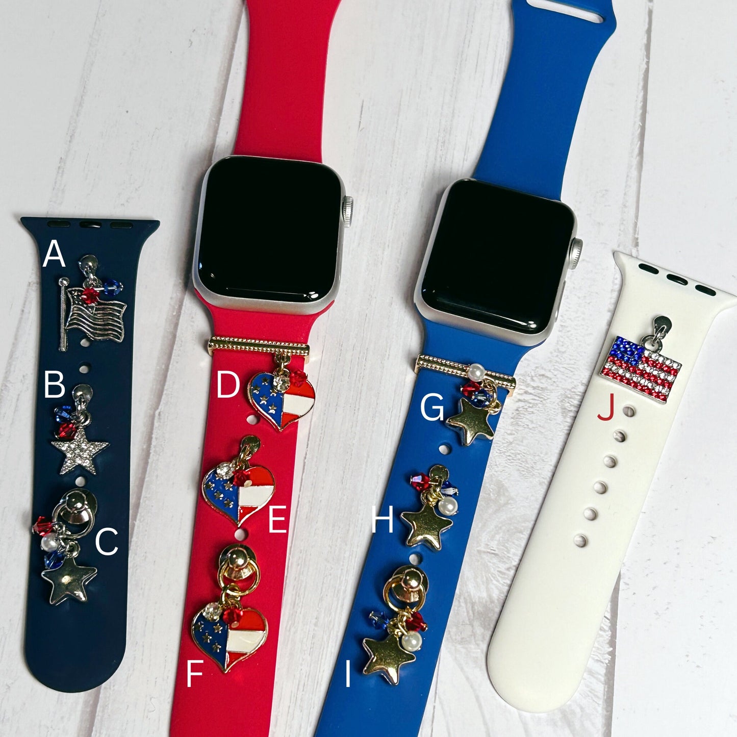 Patriotic Apple Watchbands, Watchband Charms, Apple Watch Charms, USA, 4th of July Accessories