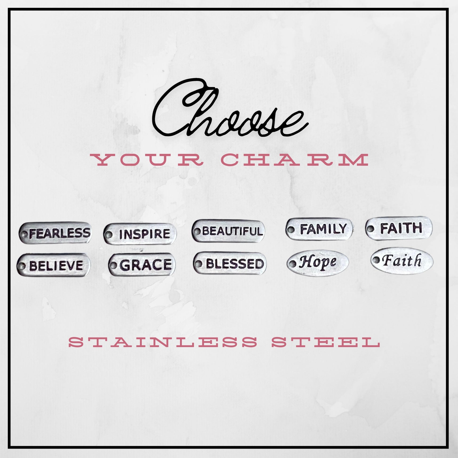 Silver Inspirational Word Milanese Watchband and Charm Set for Apple Watches