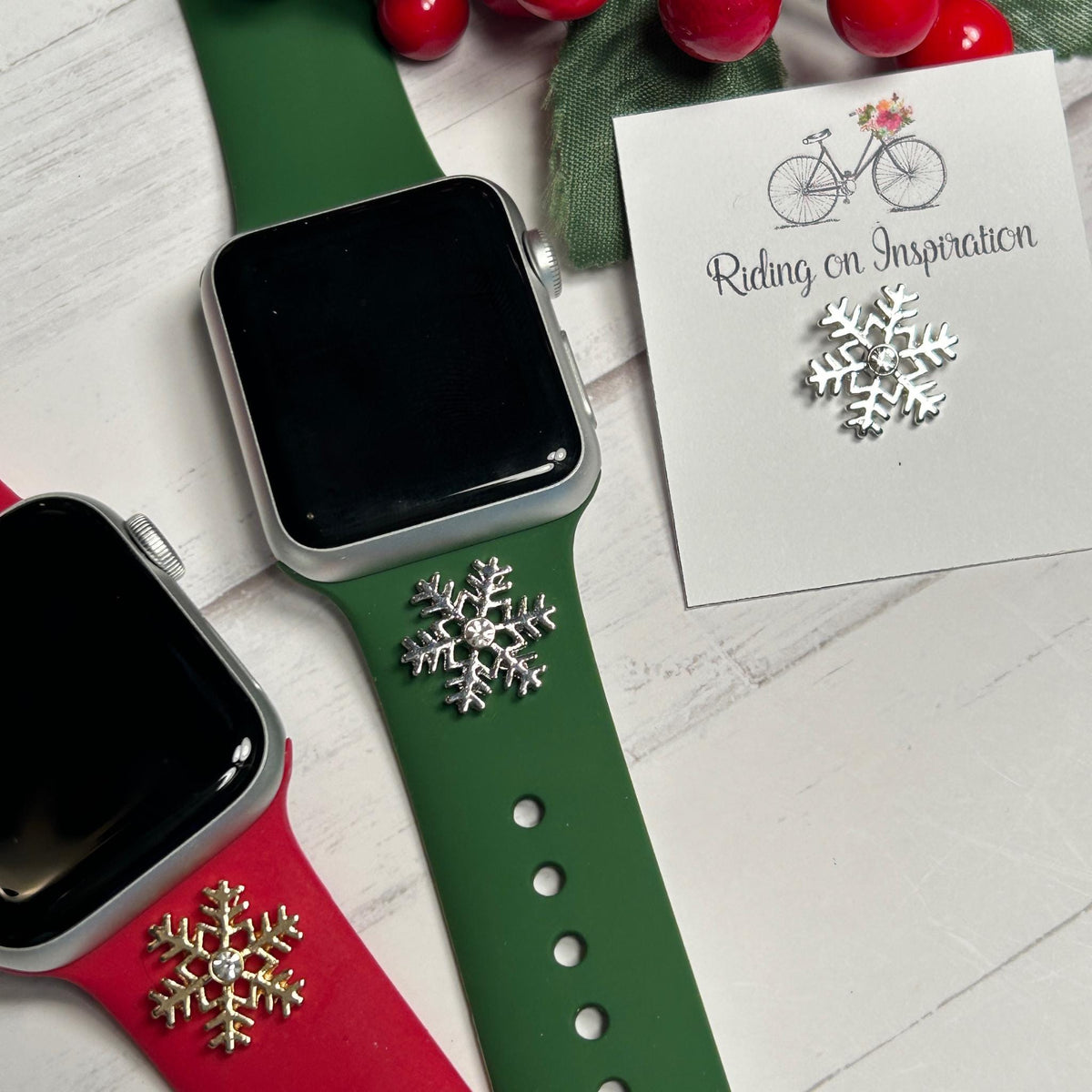 Snowflake Stud Watch Charm, Christmas Watchband Jewelry, Silicone Band Charm, Apple Watchband, Samsung Galaxy Watchband, Fitbit