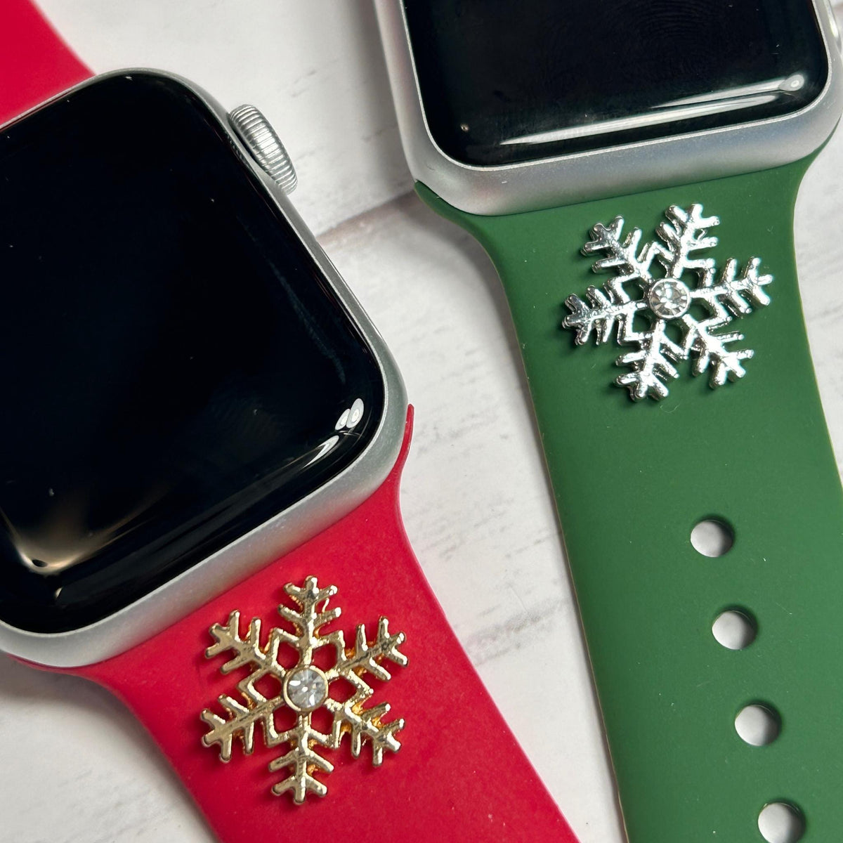 Snowflake Stud Watch Charm, Christmas Watchband Jewelry, Silicone Band Charm, Apple Watchband, Samsung Galaxy Watchband, Fitbit