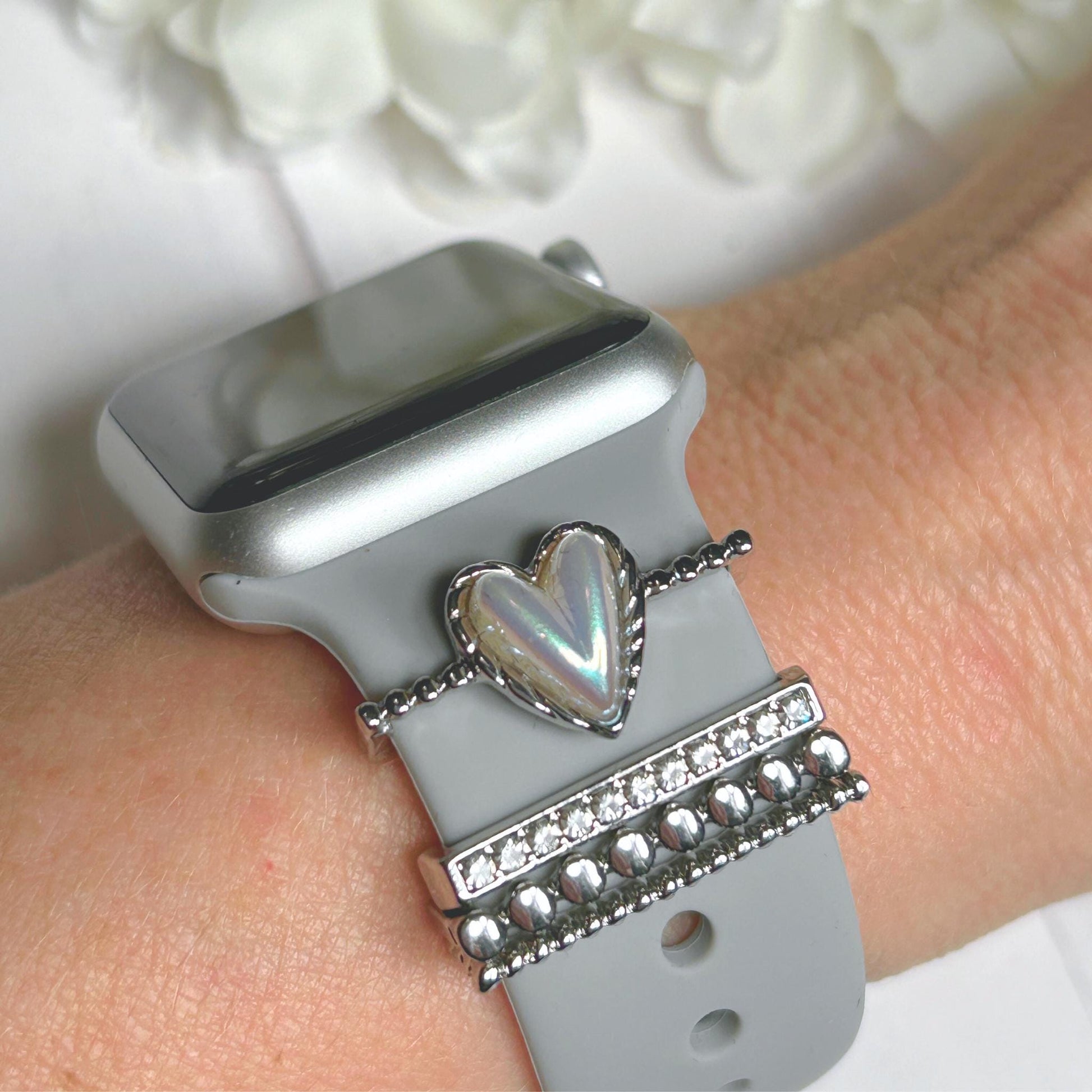 Heart Stackable Watchband Charms, Valentine Watch Bars, Watchband Accessories, Gift for Mom, Watch Jewelry, Valentines Gift