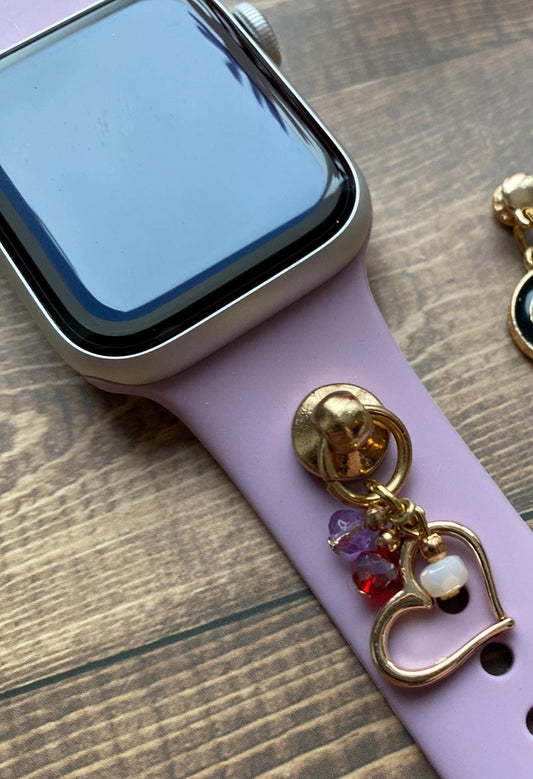Valentines Watch Band Charms, Watchband Studs, Bars, Apple Watch Charms, Heart Charm, SmartWatch Charm, Galaxy Watchband Charms
