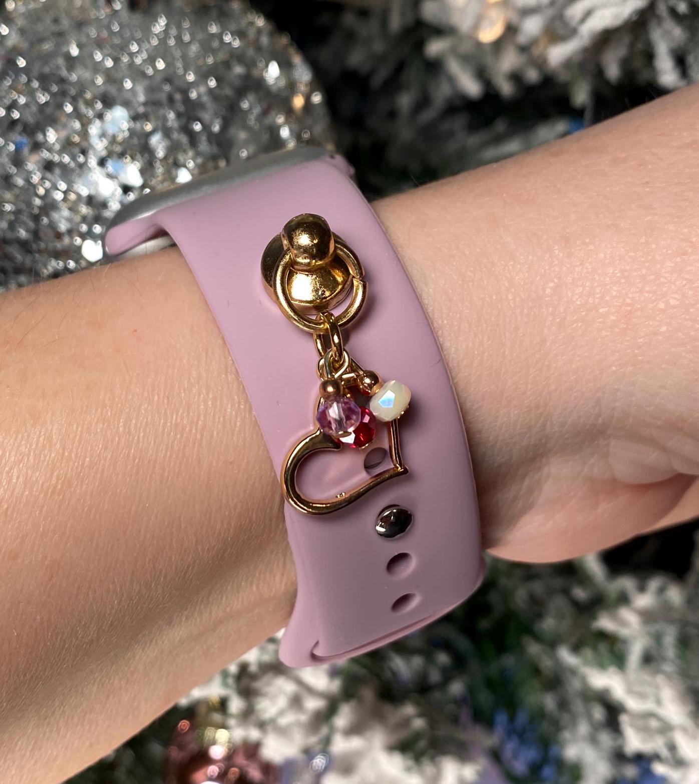 Valentines Watch Band Charms, Watchband Studs, Bars, Apple Watch Charms, Heart Charm, SmartWatch Charm, Galaxy Watchband Charms