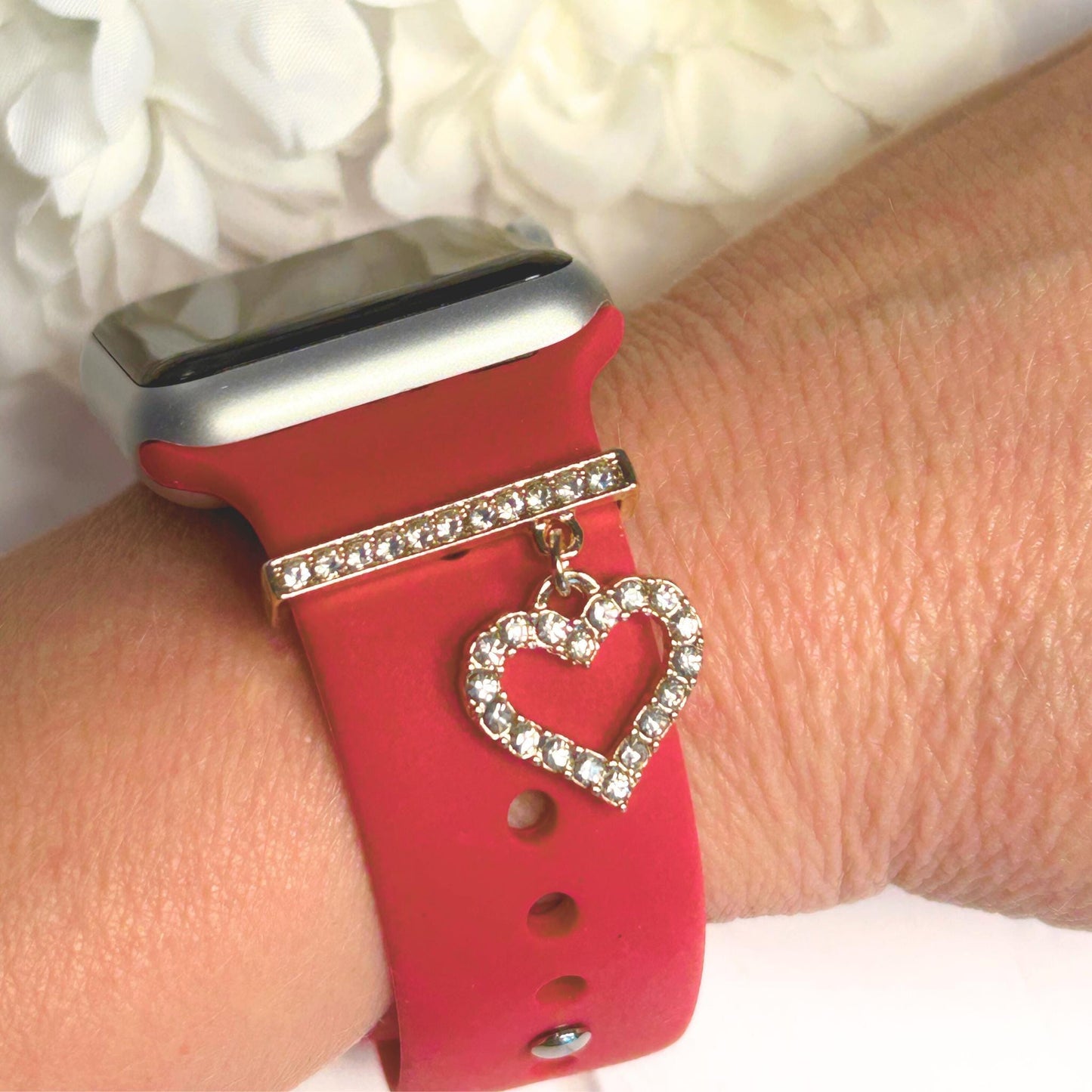 Heart Watchband Charms, Watchband Jewelry, Womens Watchbands, Apple Watchband, Valentines Watchband