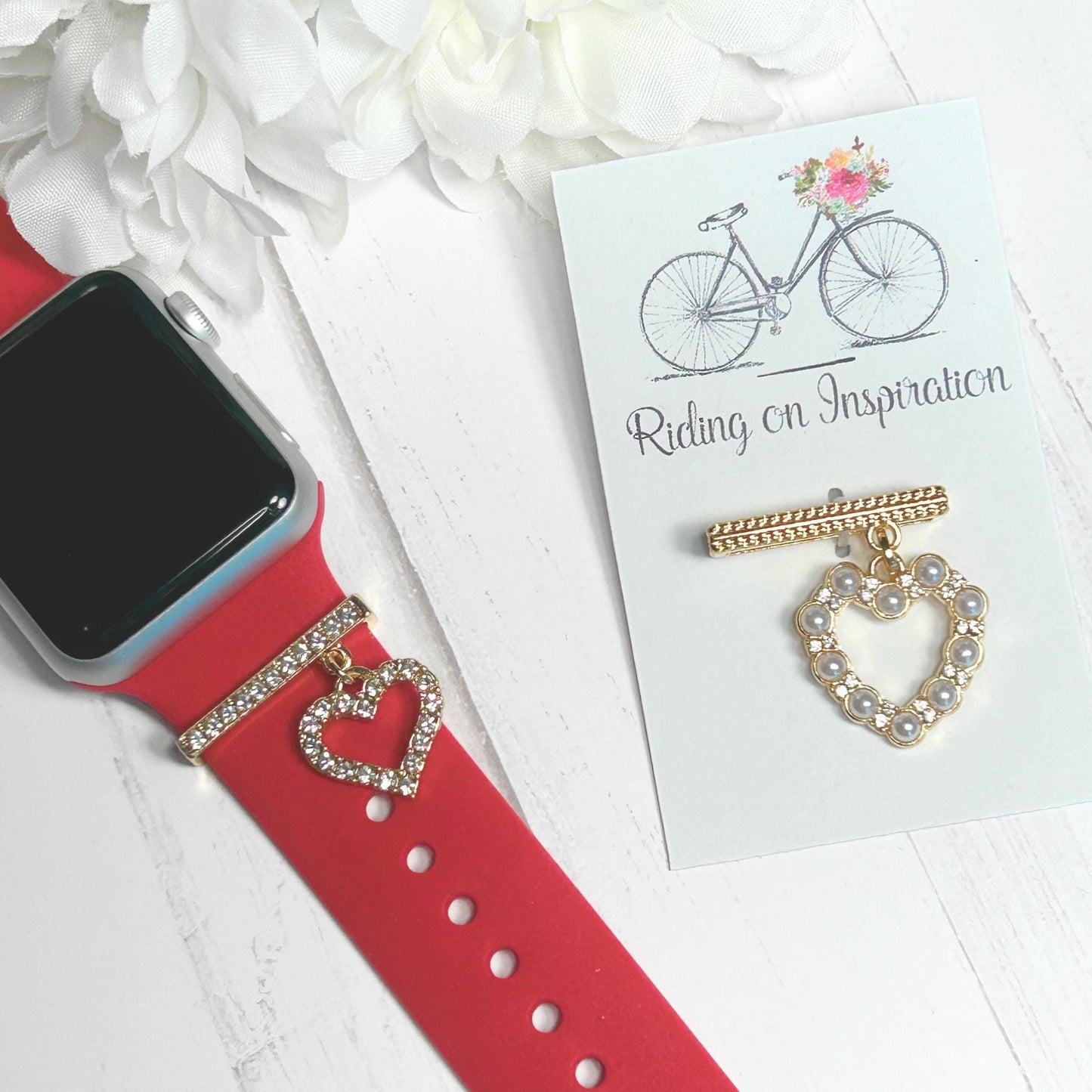 Heart Watchband Charms, Watchband Jewelry, Womens Watchbands, Apple Watchband, Valentines Watchband