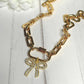 Gold Carabiner Bow Charm Necklace, Paperclip Necklace