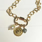 Gold Carabiner Charm Necklace with Celestial Charms