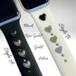 Metal Heart Stud Watch Charm, Watchband Jewelry, Silicone Band Charm, Apple Watchband, Samsung Galaxy Watchband, Fitbit, Heart Jewelry