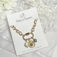 Gold Carabiner Charm Necklace with Celestial Charms