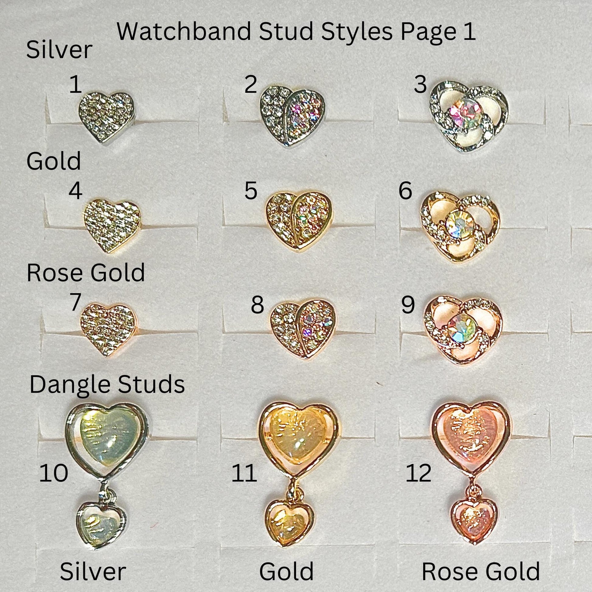 Heart Stud Watchband Charms, Watchband Jewelry, Apple Watchband, Samsung Galaxy Watchband, Fitbit