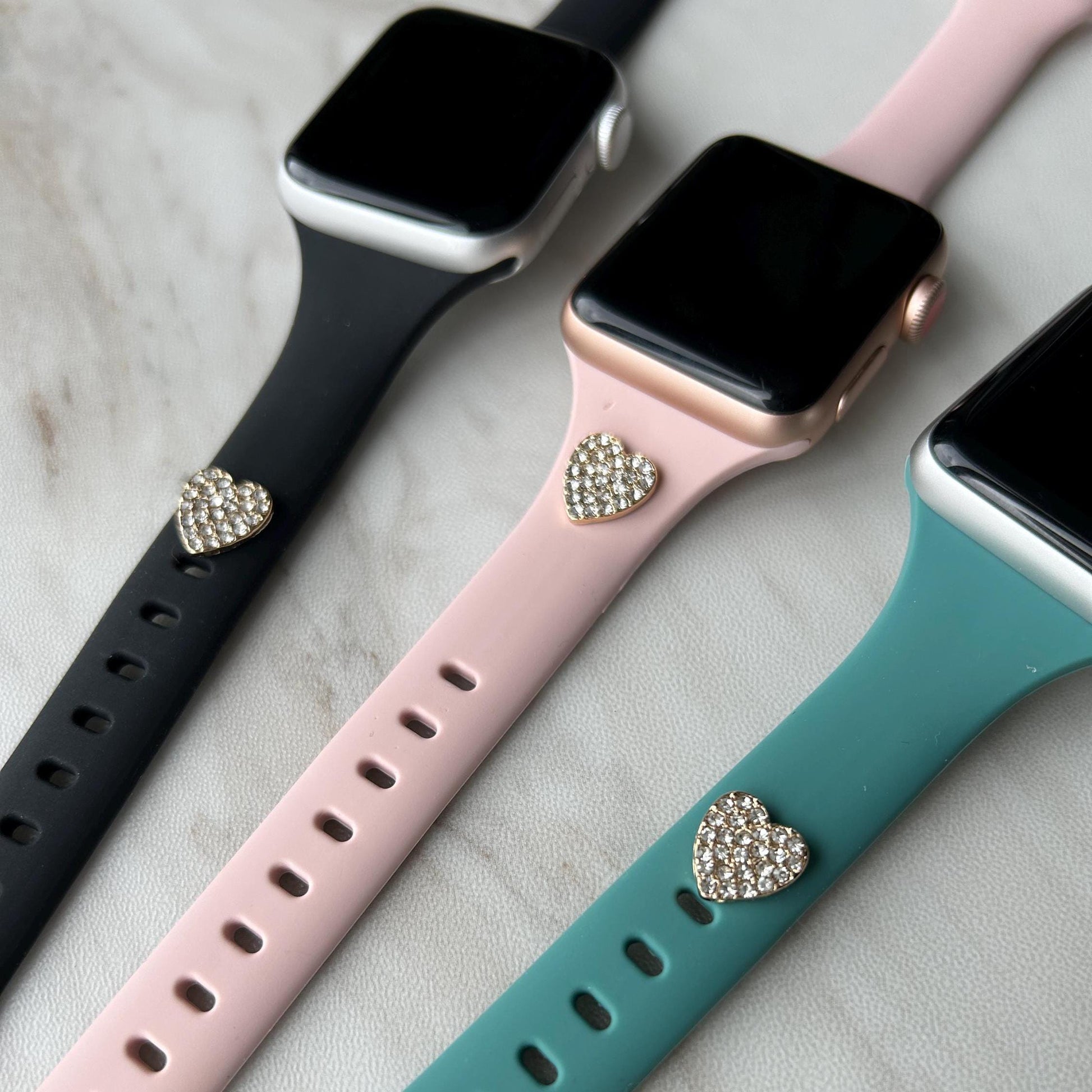 Heart Stud Watchband Charms, Watchband Jewelry, Apple Watchband, Samsung Galaxy Watchband, Fitbit
