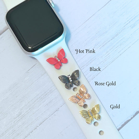 Butterfly Stud Watch Charm, Watchband Jewelry, Butterfly Jewelry, Apple Watchband, Samsung Galaxy Watchband, Fitbit, Garmin