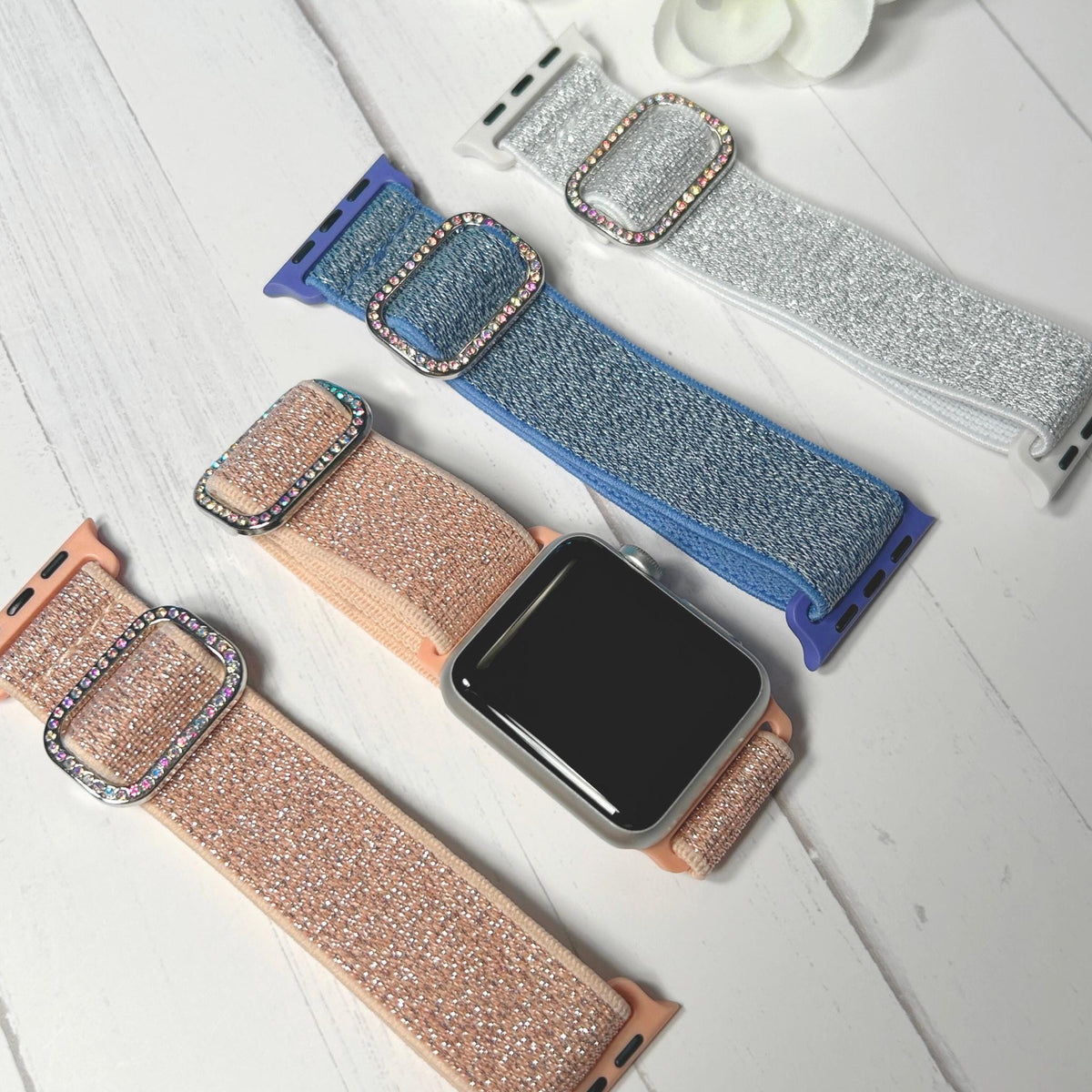 Stretch Rhinestone/Elastic Apple Watchbands - 38/40/41mm - Boho Chic Style
