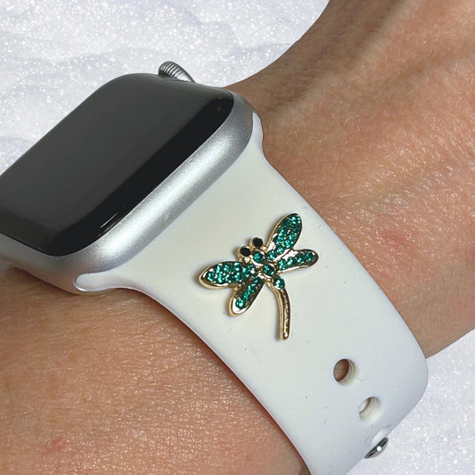 Dragonfly Stud Watch Charm, Summer Watchband, Watchband Jewelry, Silicone Band Charm, Apple Watchband, Samsung Galaxy Watchband, Fitbit