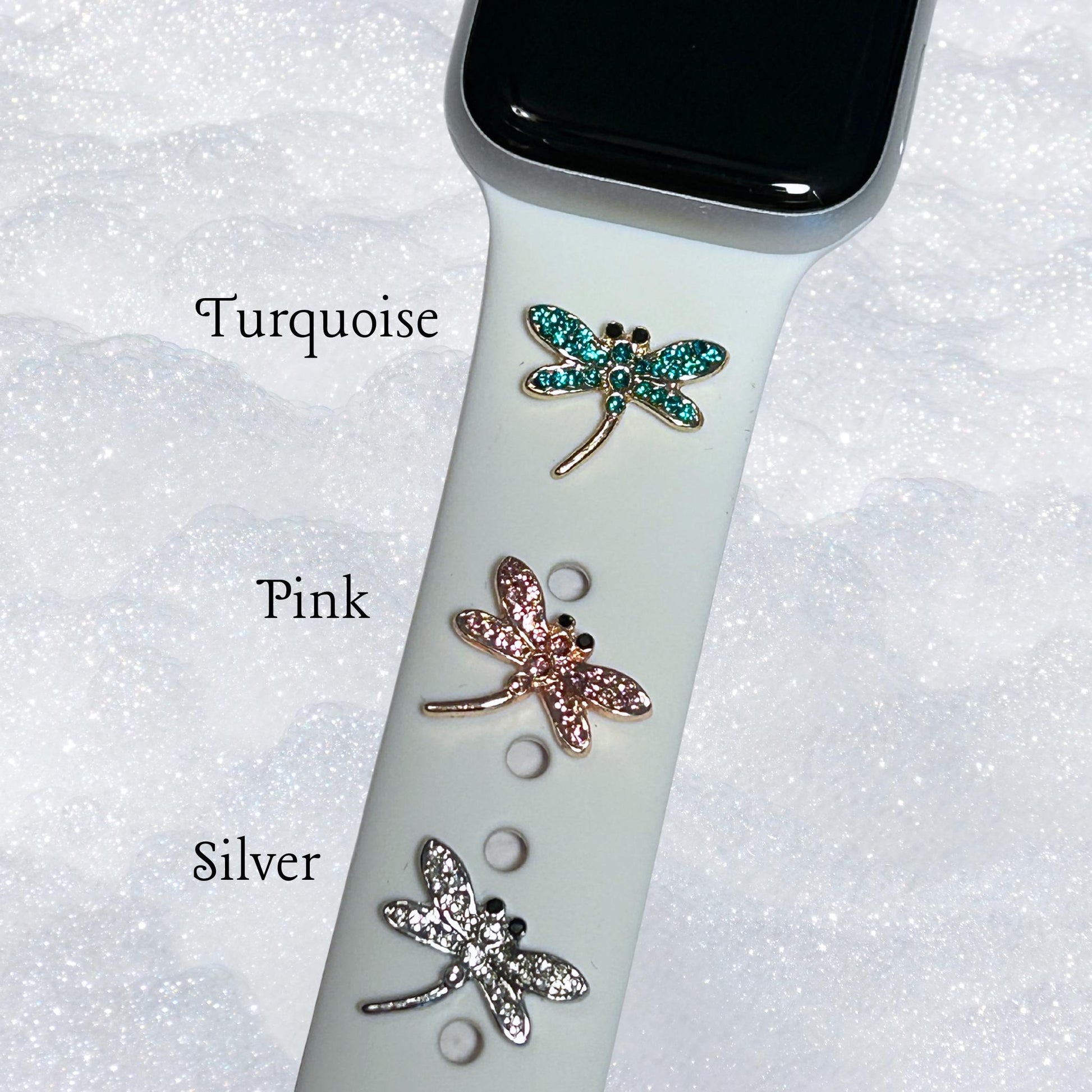 Dragonfly Stud Watch Charm, Summer Watchband, Watchband Jewelry, Silicone Band Charm, Apple Watchband, Samsung Galaxy Watchband, Fitbit