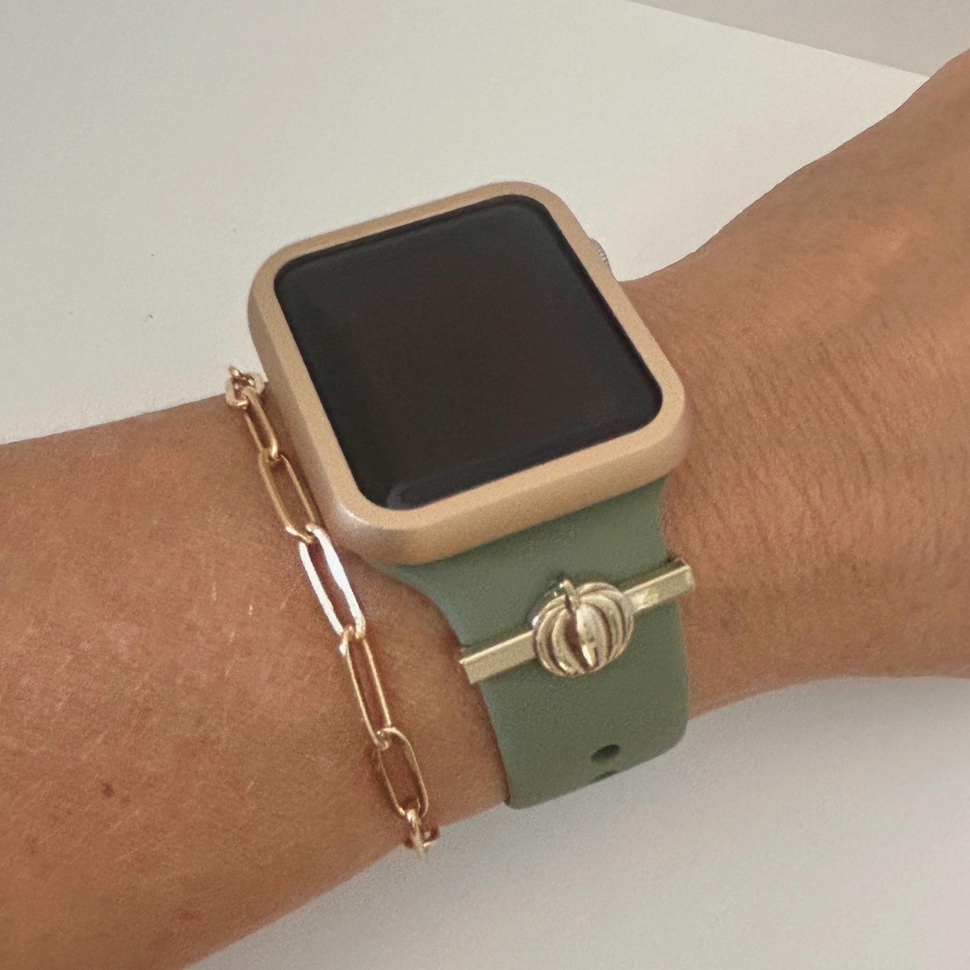 Gold Plated Pumpkin Watchband Charm, Fall & Halloween Watchband, Watch Jewelry, Watch Charms, Apple Watchband Jewelry, Samsung Galaxy