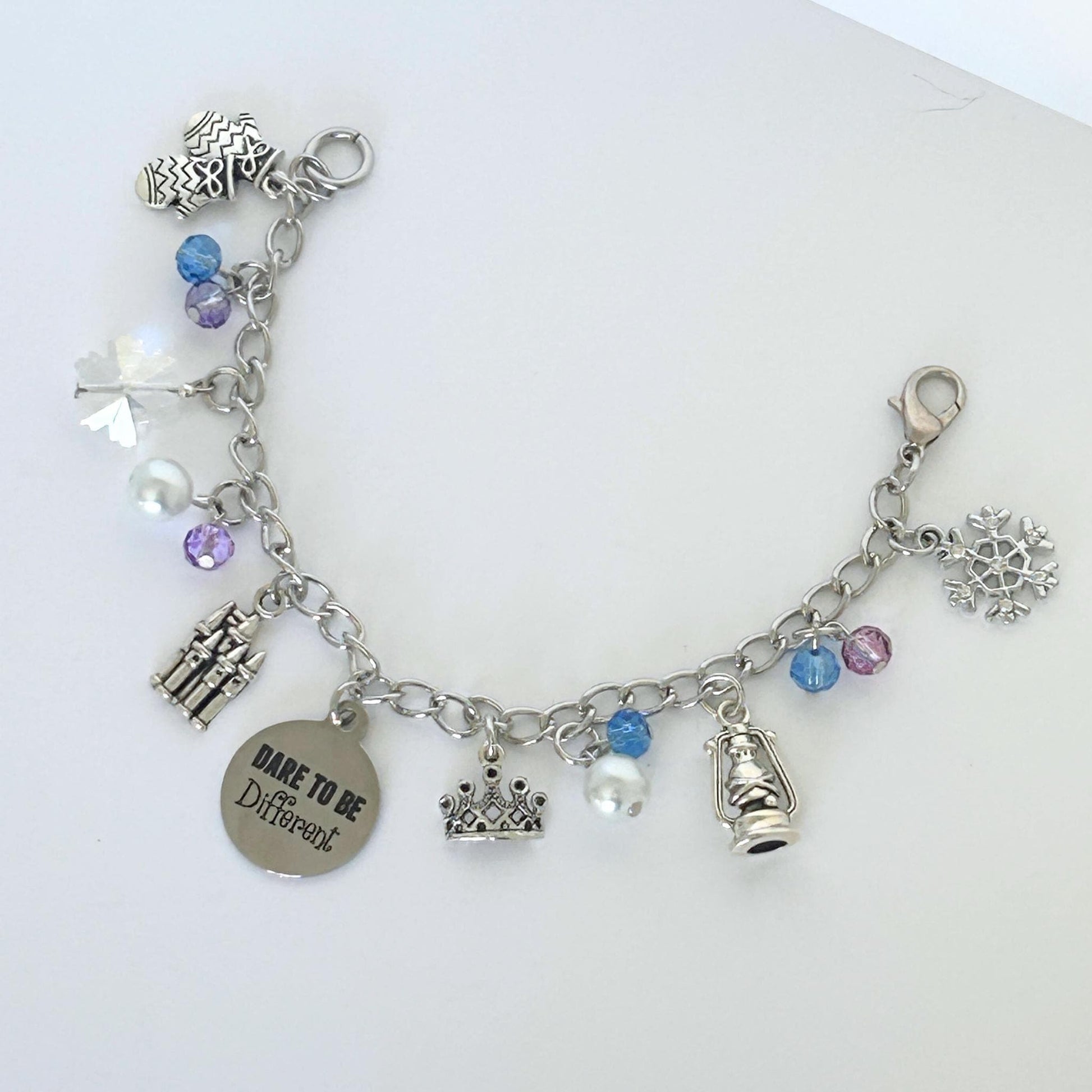 2 Royal Sisters Coming Together Fairytale Charm Bracelet, Princess Charm Bracelet, Animated Film Jewelry, Princess Jewelry