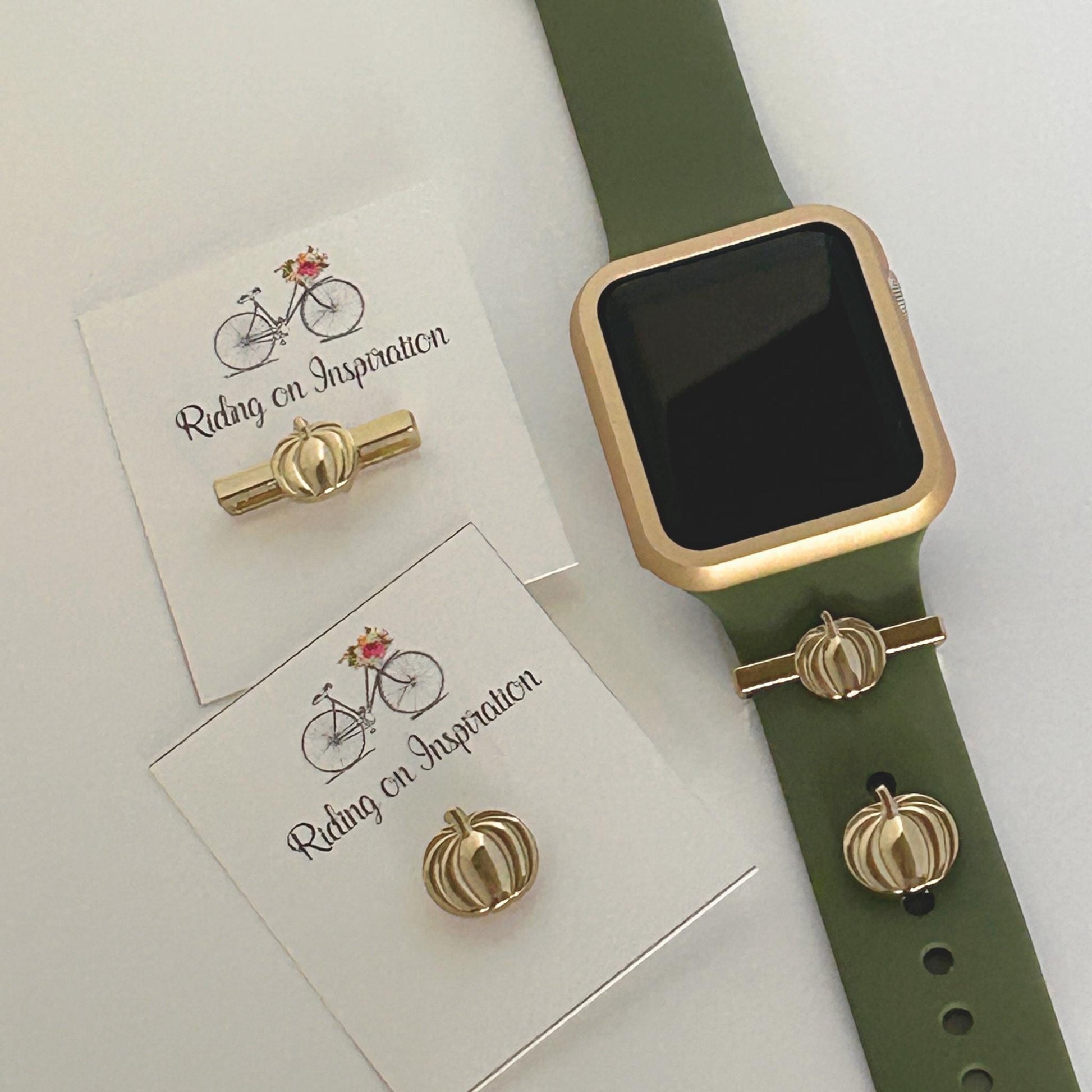 Gold Plated Pumpkin Watchband Charm, Fall & Halloween Watchband, Watch Jewelry, Watch Charms, Apple Watchband Jewelry, Samsung Galaxy
