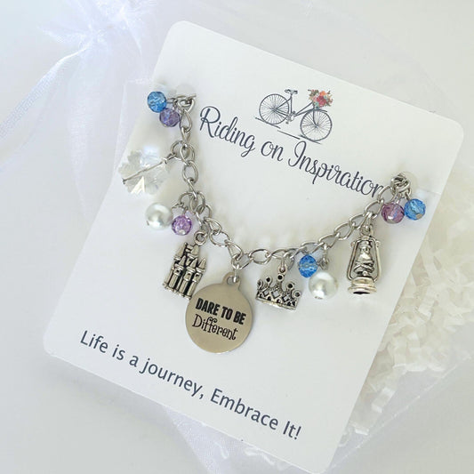 2 Royal Sisters Coming Together Fairytale Charm Bracelet, Princess Charm Bracelet, Animated Film Jewelry, Princess Jewelry
