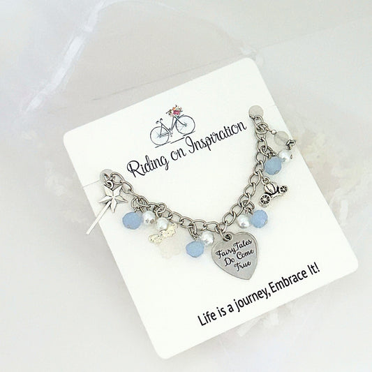 Glass Slipper Princess Fairytale Charm Bracelet, Princess Charm Bracelet, Animated Film Jewelry, Princess Jewelry
