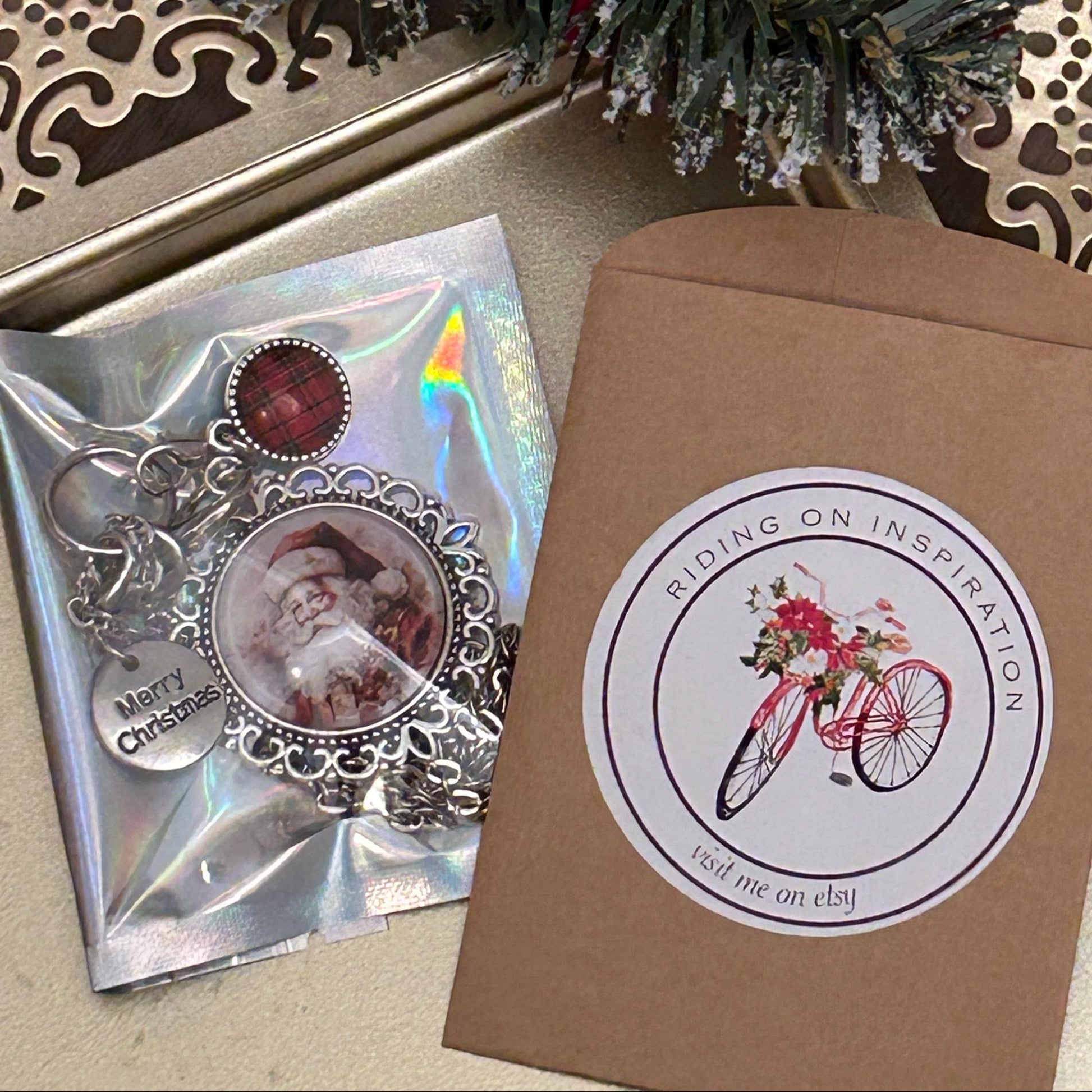 Pink Snowman Couple Charm Necklace, Victorian Pink Christmas