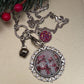 Pink Snowman Couple Charm Necklace, Victorian Pink Christmas