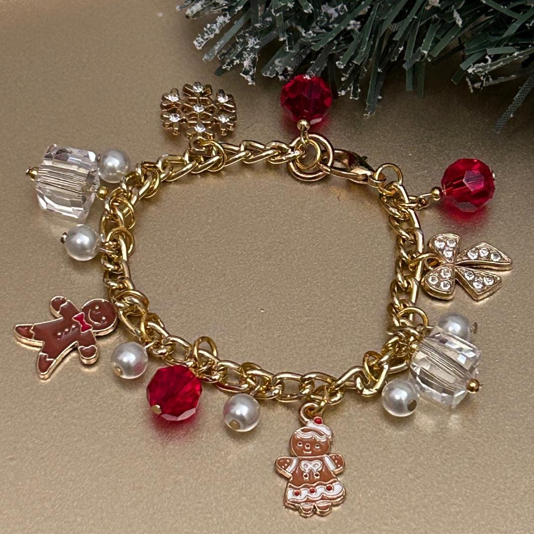 Gingerbread Couple Christmas Charm Bracelet