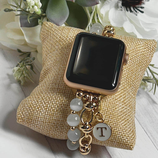Gold Plated Custom Charm Bracelet Apple Watch Band - Fits 38/40/41mm and Series 10 42mm