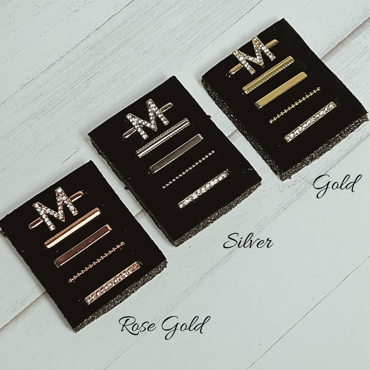 Mom or Mama or "M" Initial Rhinestone Studded Watchband Charms, Set of 5