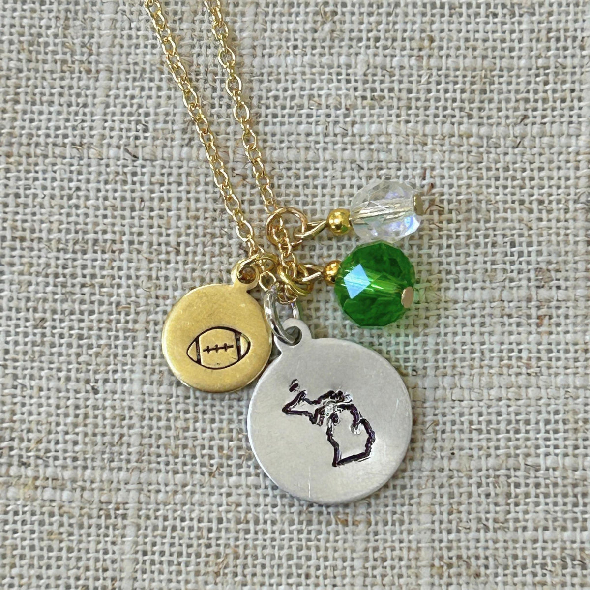 Hand Stamped Michigan State Football, Basketball, Softball, Baseball, Volleyball Necklace, MSU Jewelry