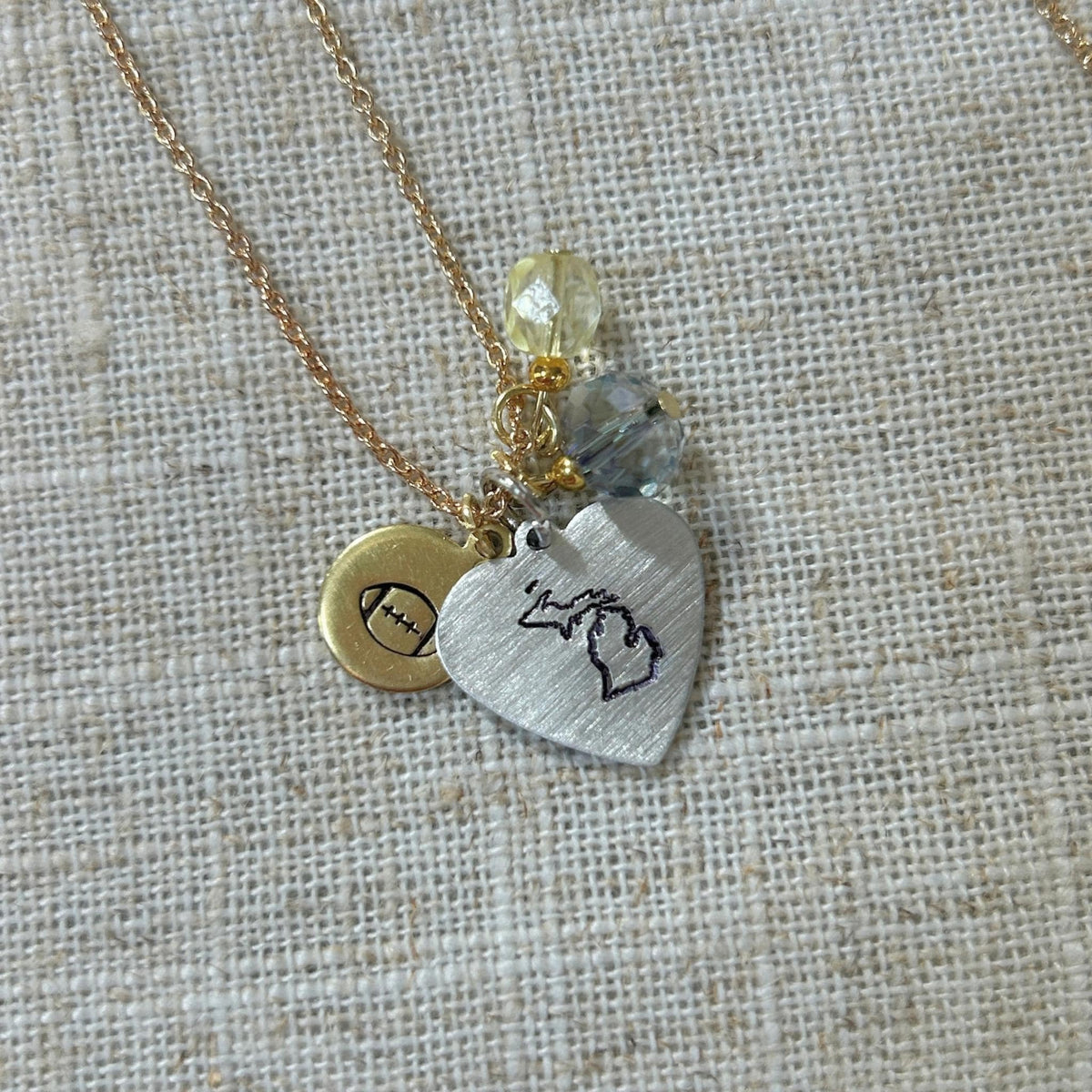 Hand Stamped University of Michigan Football, Basketball, Softball, Baseball, Volleyball Necklace