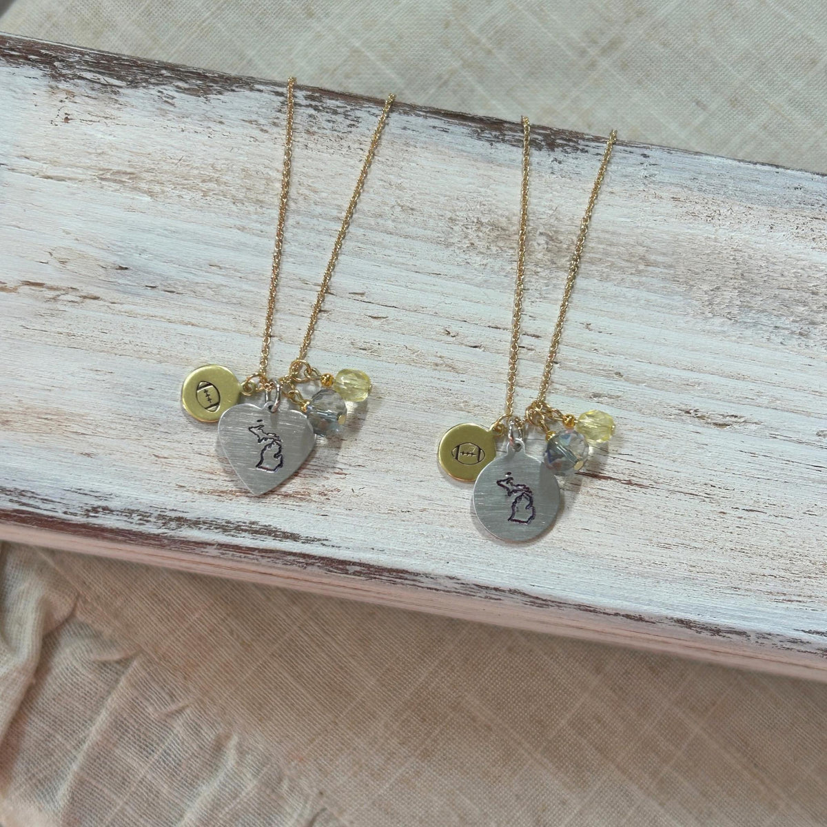 Hand Stamped University of Michigan Football, Basketball, Softball, Baseball, Volleyball Necklace