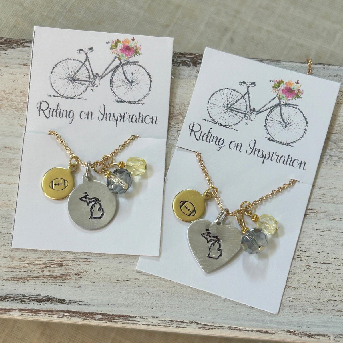 Hand Stamped University of Michigan Football, Basketball, Softball, Baseball, Volleyball Necklace