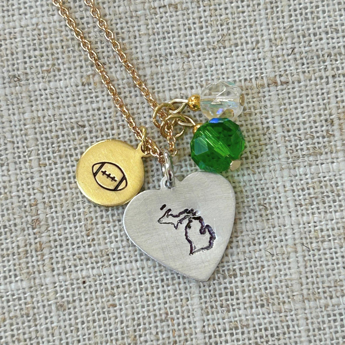 Hand Stamped Michigan State Football, Basketball, Softball, Baseball, Volleyball Necklace, MSU Jewelry