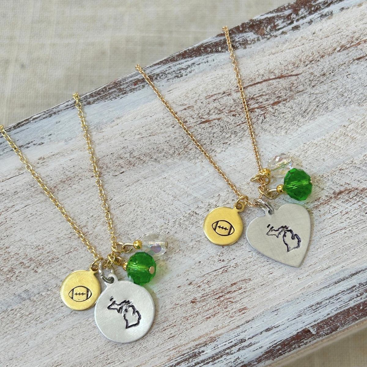 Hand Stamped Michigan State Football, Basketball, Softball, Baseball, Volleyball Necklace, MSU Jewelry