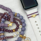 Lavender and Gold Stack Bracelets/Stretch Bracelets/Layering Bracelets/Boho Jewelry/Handmade Gemstone Bracelets