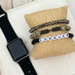 Black & Tan Stack Bracelets/Stretch Bracelets/Layering Bracelets/Boho Jewelry/Handmade Gemstone Bracelets/Matching Set