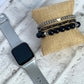 Black & Silver Stacking Bracelets/Stretch Bracelets/Layering Bracelets/Eclectic Style