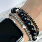 Black & Silver Stacking Bracelets/Stretch Bracelets/Layering Bracelets/Eclectic Style