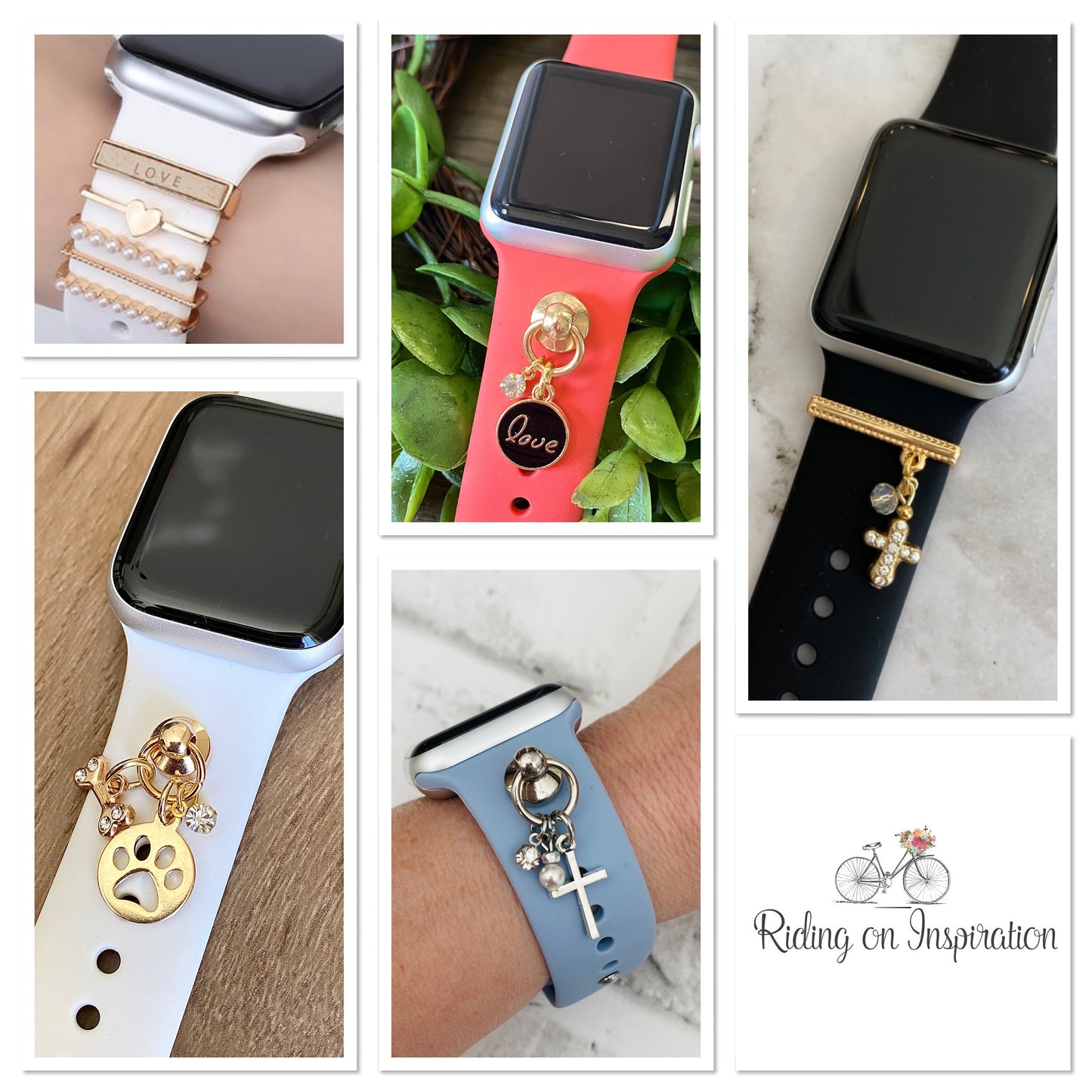 Valentines Watchband Charms, Watchband Studs, Bars, Apple Watch Charms, Personalized Jewelry, Heart Charm, Heart Jewelry, SmartWatch Charm