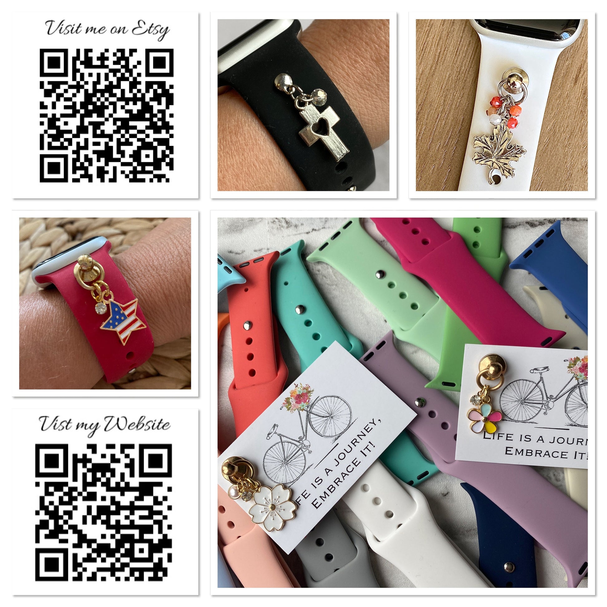 Flower Watchband Charms, Apple Watchband Charm, Flower Charm Jewelry, Floral Watchband, Phone Case Charm, SmartWatch Charm, Womens Watchband