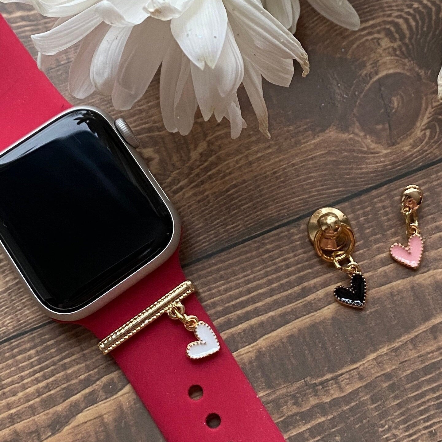 Valentines Watchband Charms, Watchband Studs, Bars, Apple Watch Charms, Personalized Jewelry, Heart Charm, Heart Jewelry, SmartWatch Charm