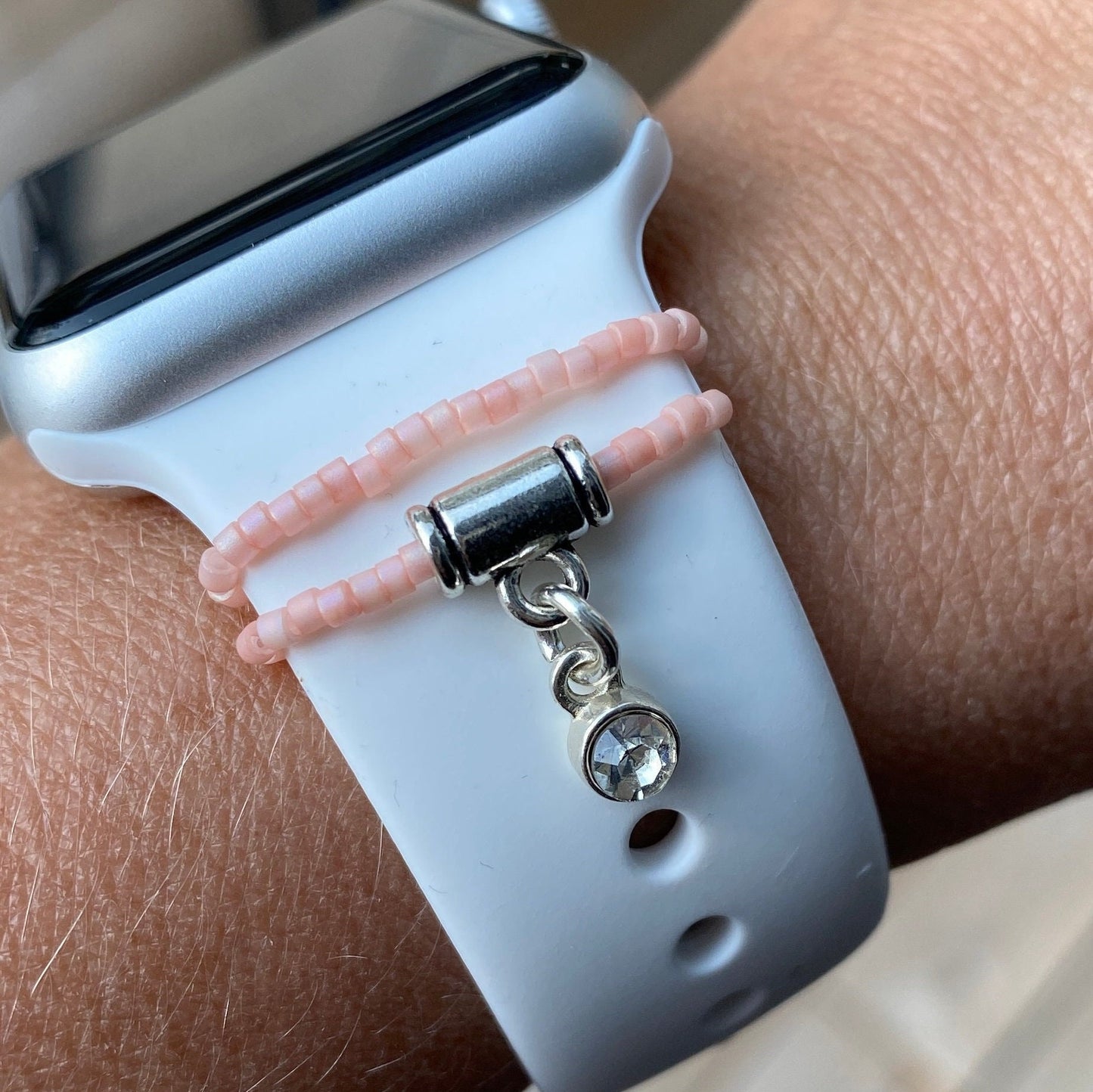 Apple Watchband Halo Ring, Stackable Band Charms, Trendy Watch Accessories, Beaded Rings for your Watchband, Watchband Rings