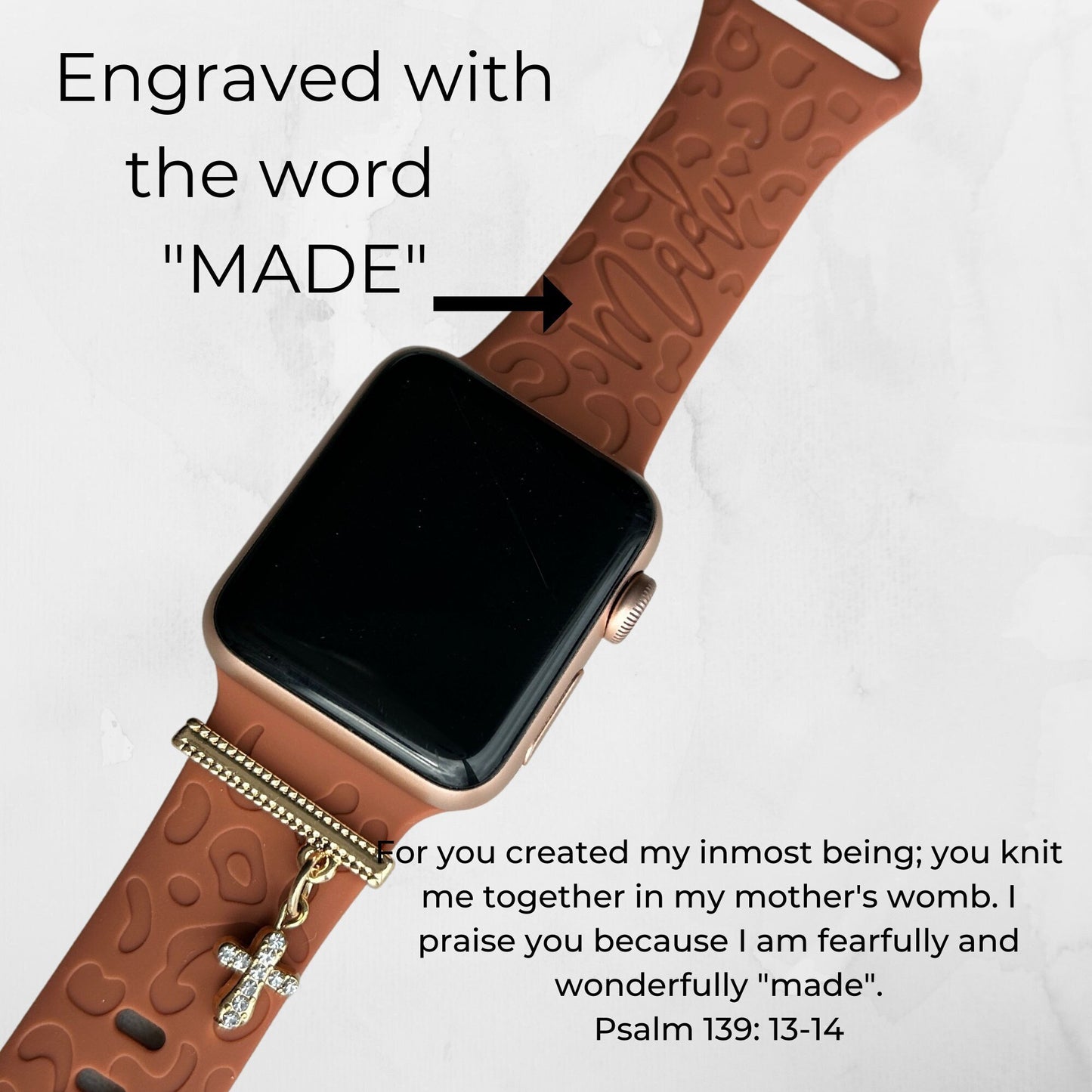 Christian Apple Watchband, Bible Verse Watchband, Cheetah Apple Watchband, Cross Apple Watchband, Cross Watch Charm, Cross Watch Bar