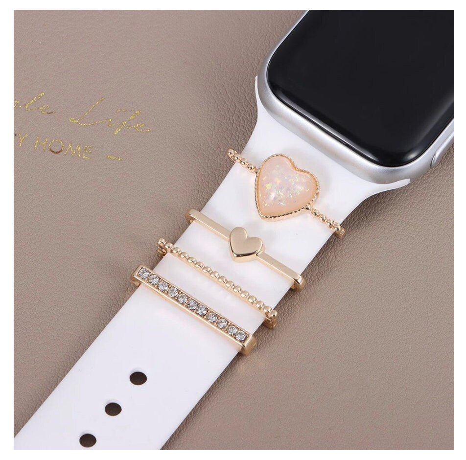 Heart Stackable Watchband Charms, Watch Bars, Watch Band Accessories, Apple Watch Bars, Unique Gift, Gift for Mom, Watch Jewelry