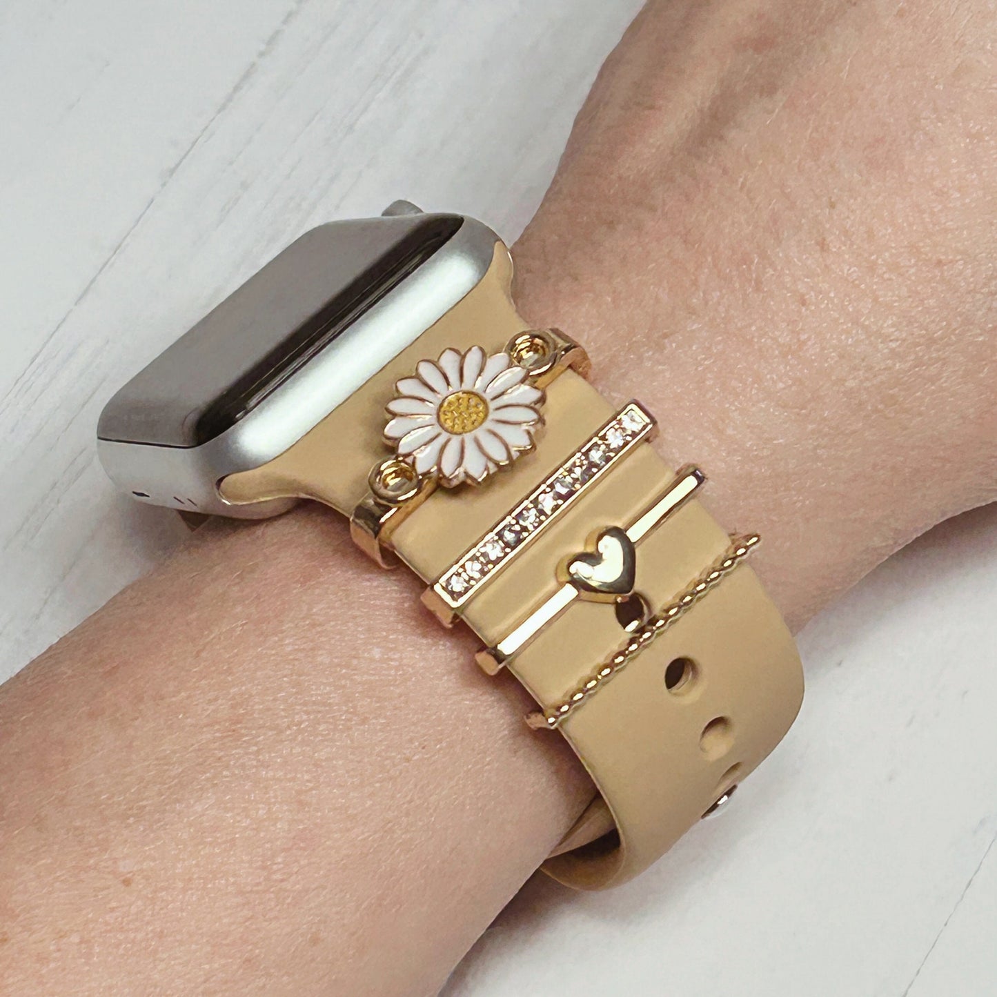 Stackable Watchband Charms, Flower Watch Bars, Apple Watch Band Accessories, Gift, Watch Jewelry