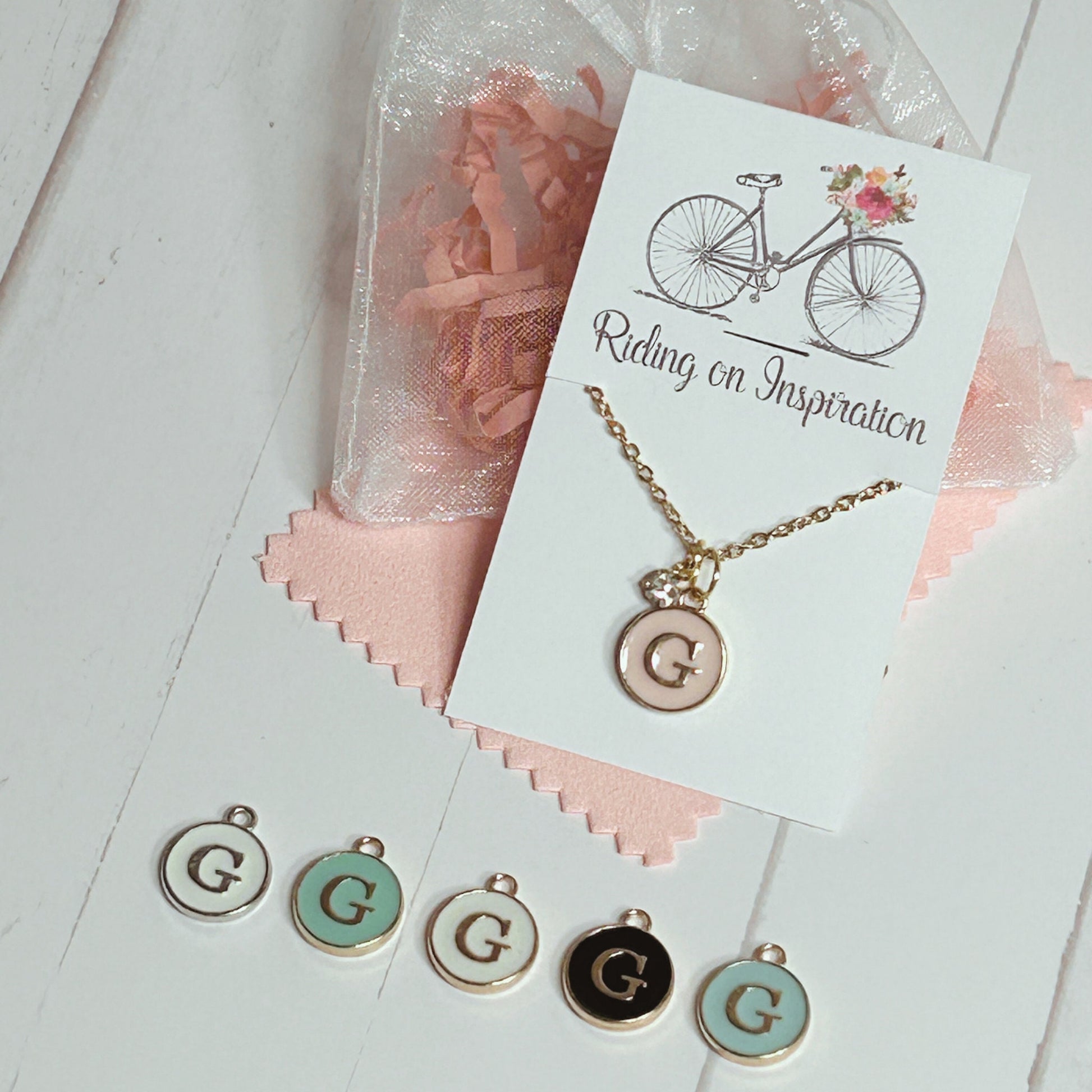 Custom Initial Necklace, Dainty Name Necklace, Colored Charm Necklace