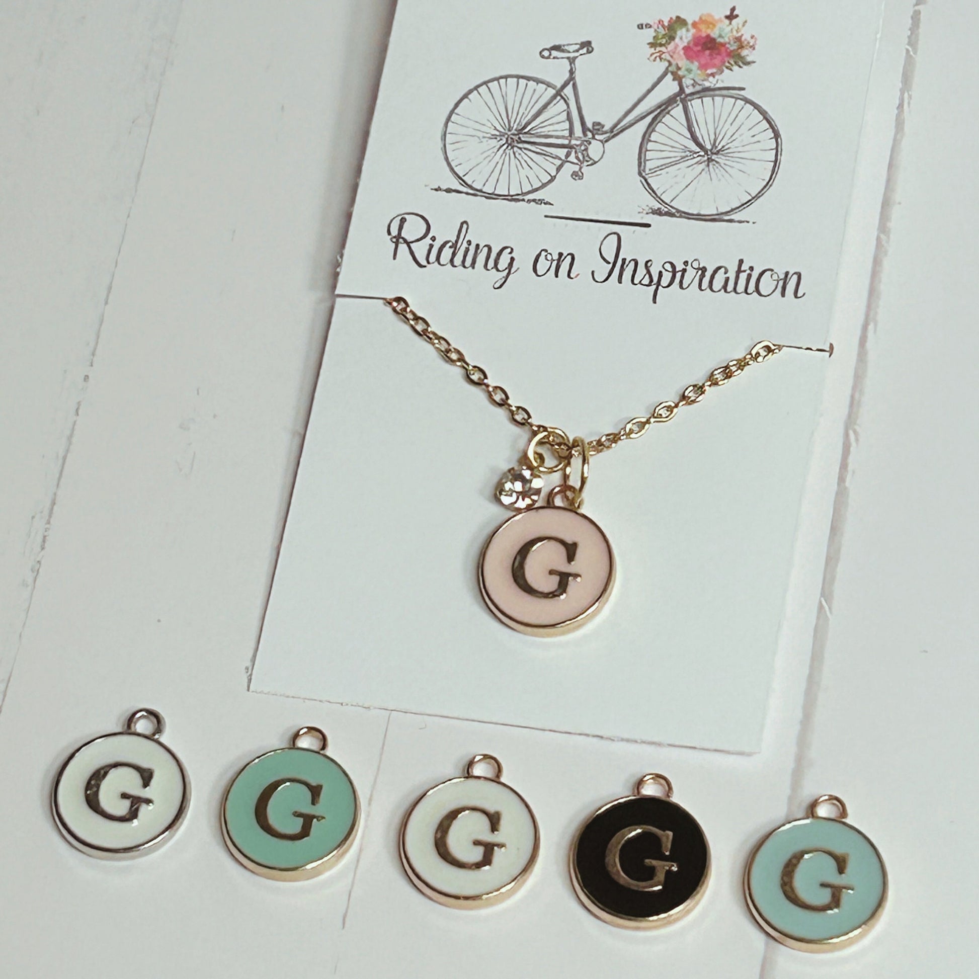 Custom Initial Necklace, Dainty Name Necklace, Colored Charm Necklace